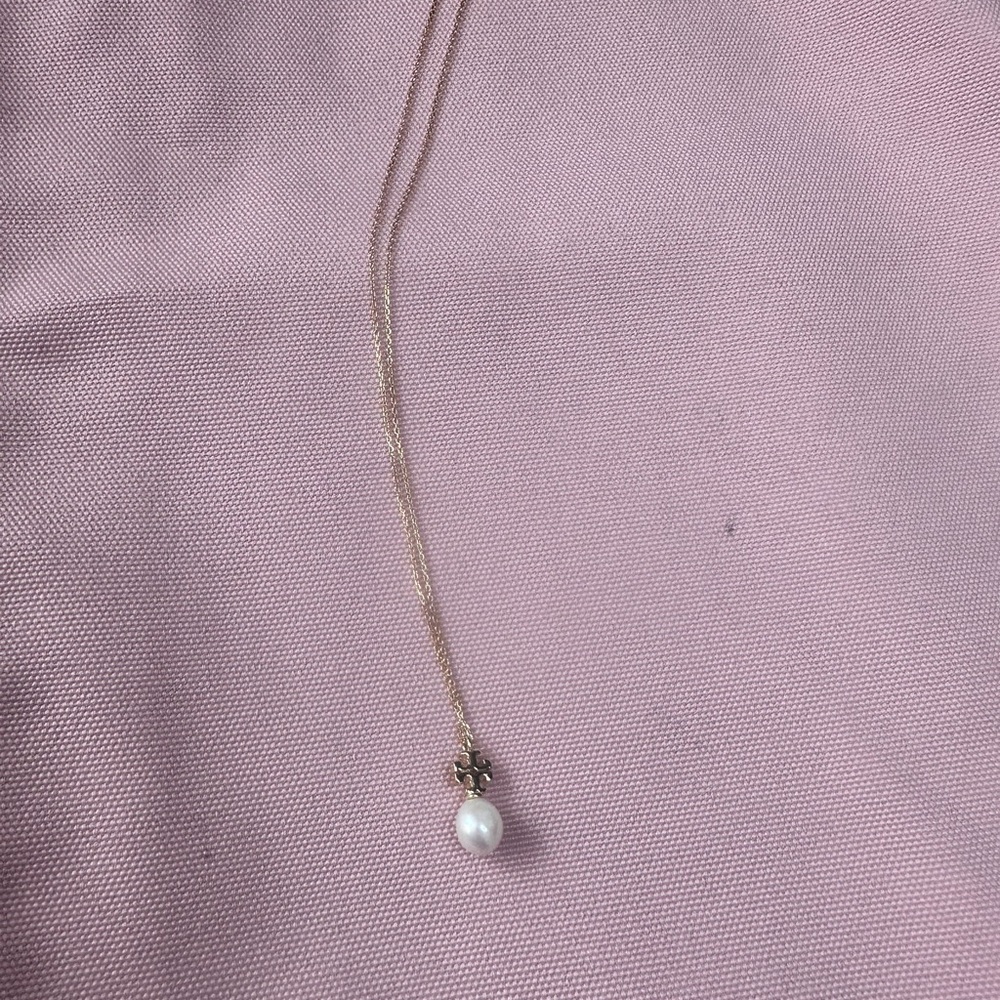 Tory Burch Gold Necklace with Pearl Pendant - Picture 3 of 6